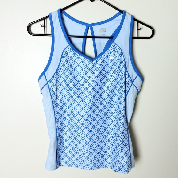 Nike Tops - 5/$30 Nike Dri-Fit Stretch Blue Geo Pattern Keyhole Workout Tank Top Size Medium